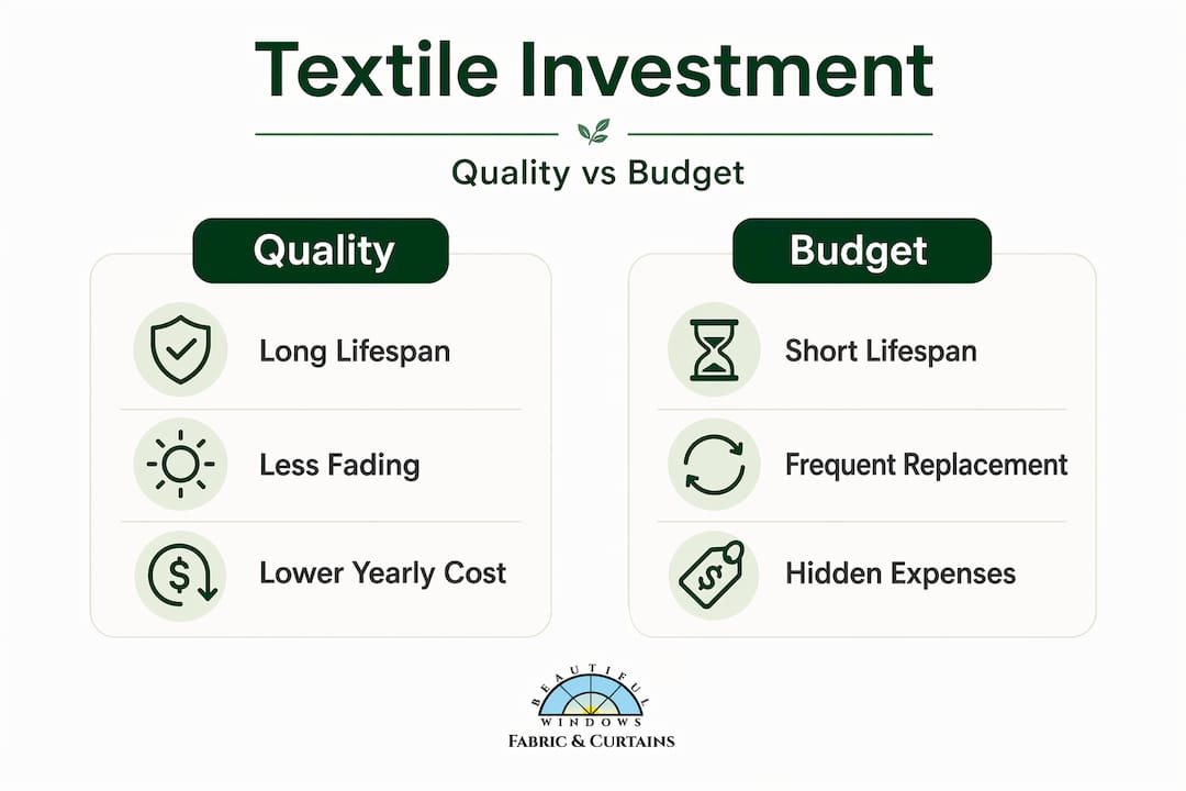 Infographic comparing quality and budget textiles