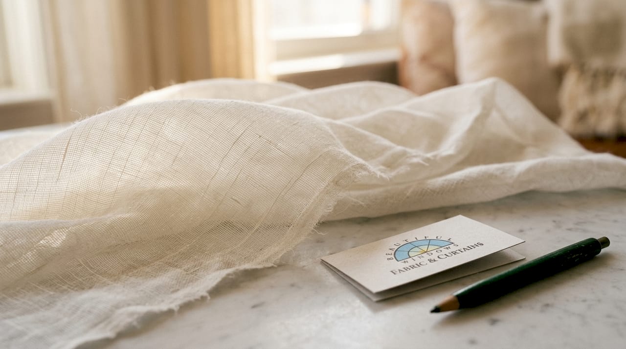 Close-up of sheer fabric weave texture