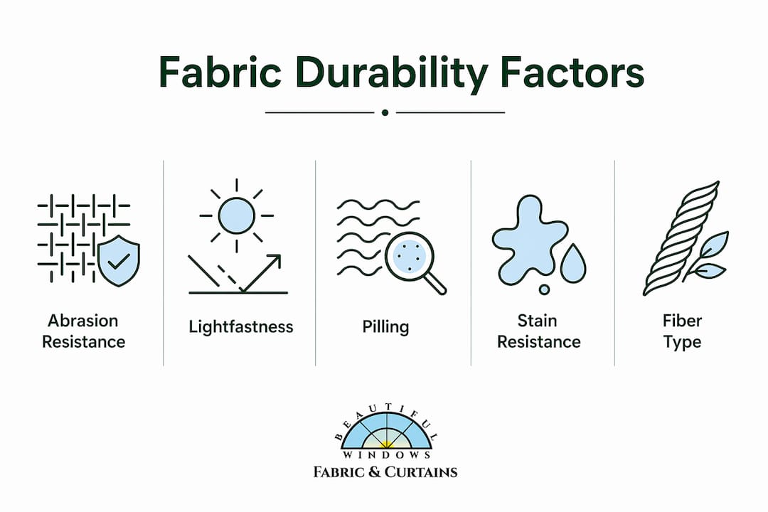 Infographic summarizing key fabric durability factors