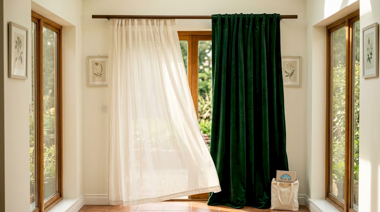 Side-by-side lightweight and heavyweight curtains