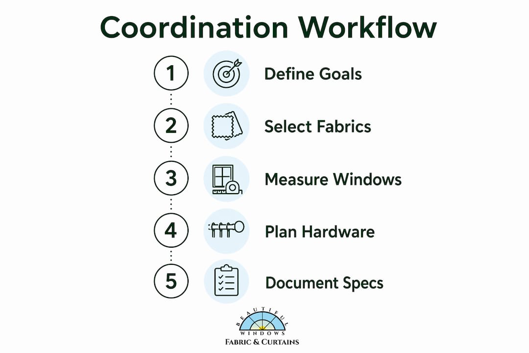 Infographic showing window fabric coordination workflow steps