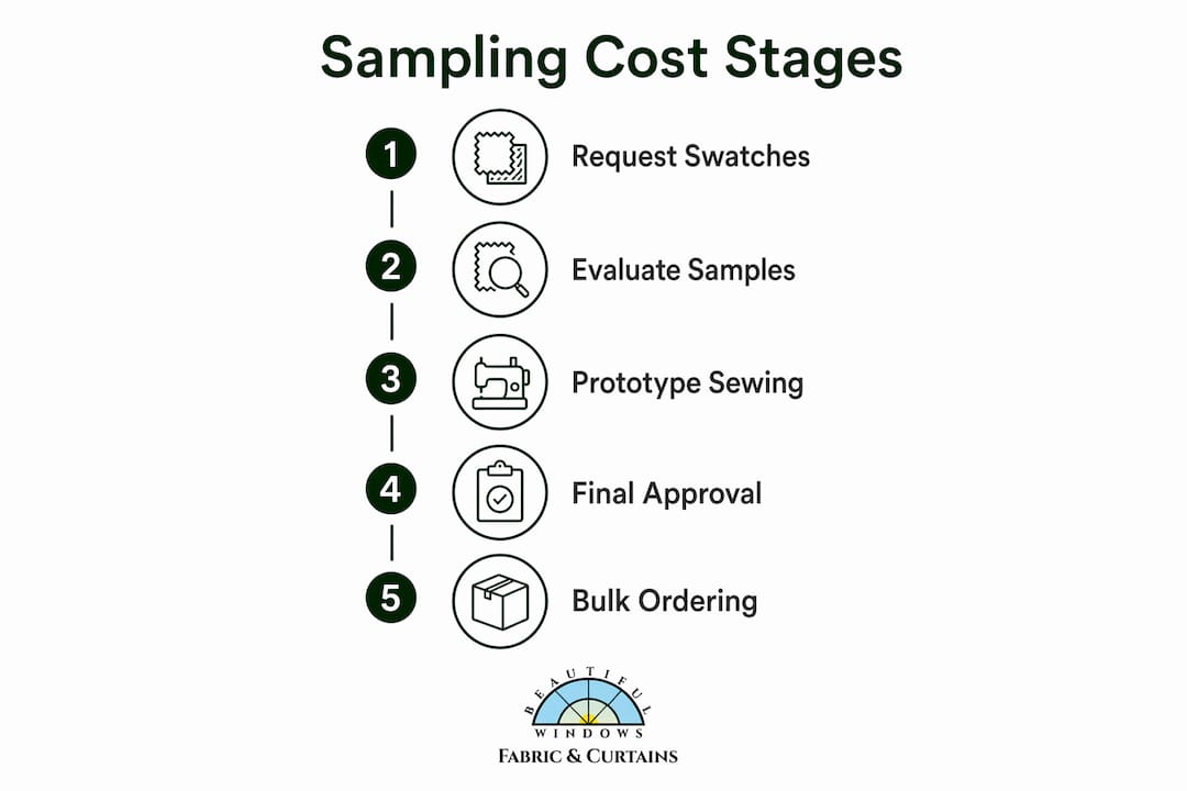 Infographic outlining fabric sampling cost stages