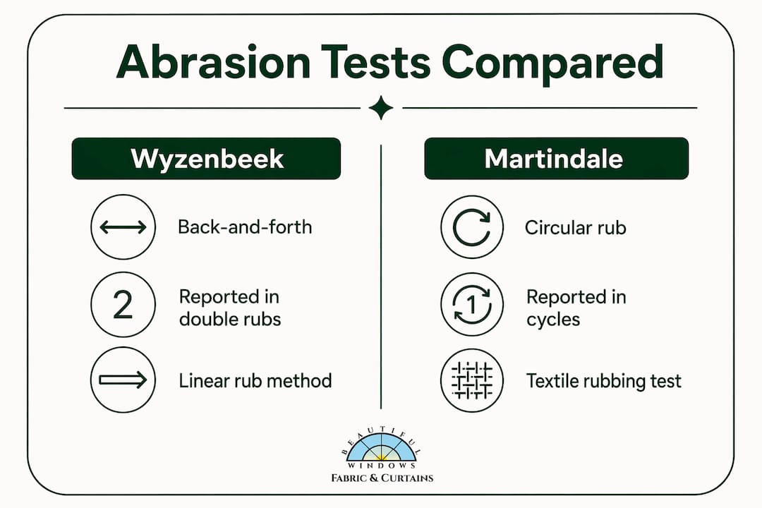Infographic comparing Wyzenbeek and Martindale abrasion tests