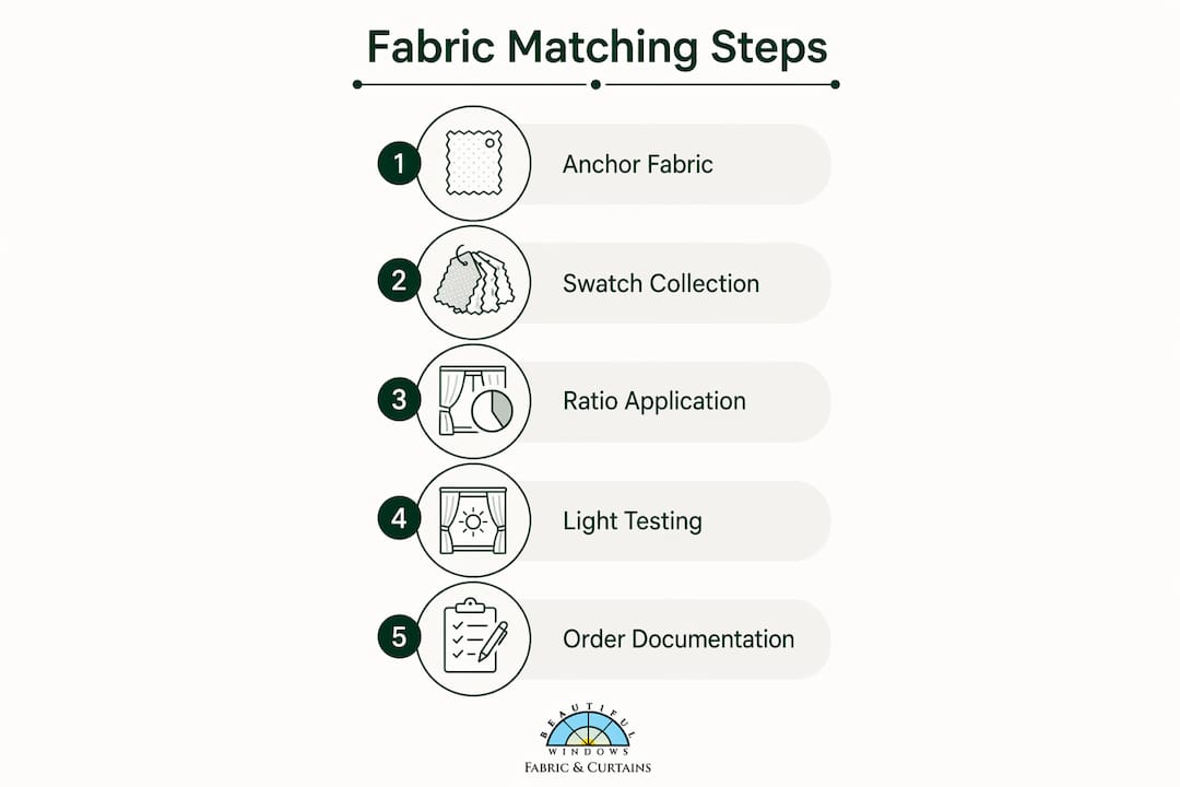 Infographic showing fabric matching process steps