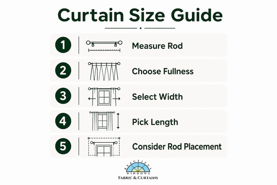 Infographic showing curtain panel sizing steps