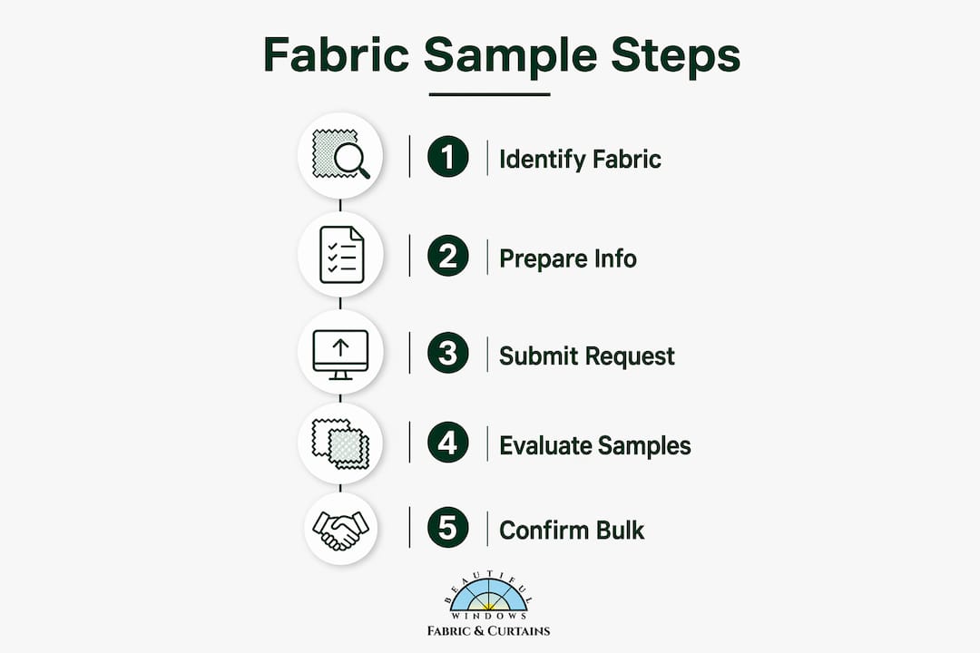 Infographic outlining fabric sample request steps