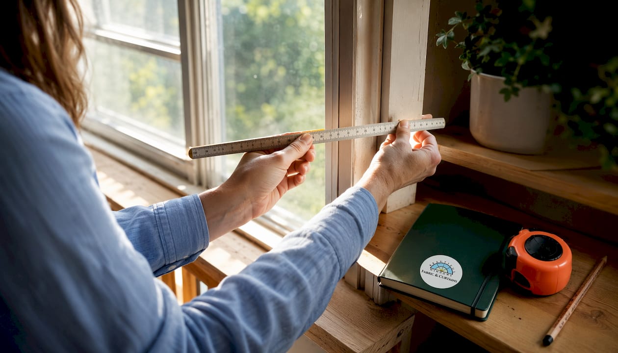 Hands holding folding rule measuring window jamb