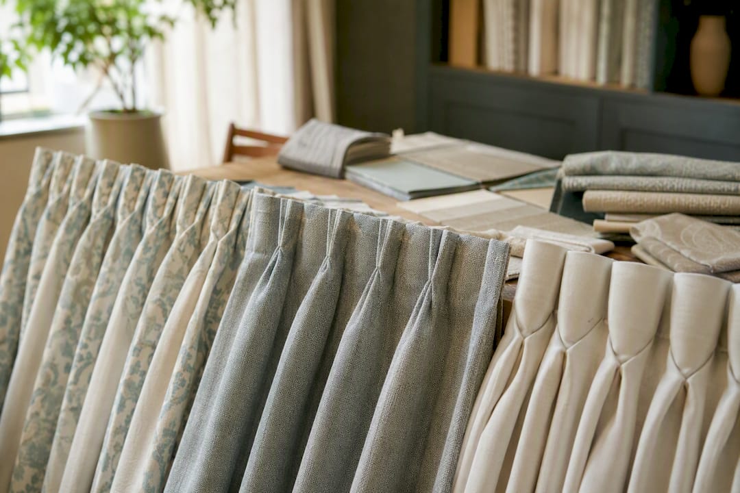 Samples of different curtain header pleats
