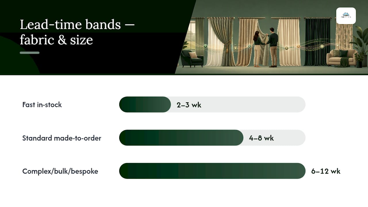 Custom drapery lead time ranges