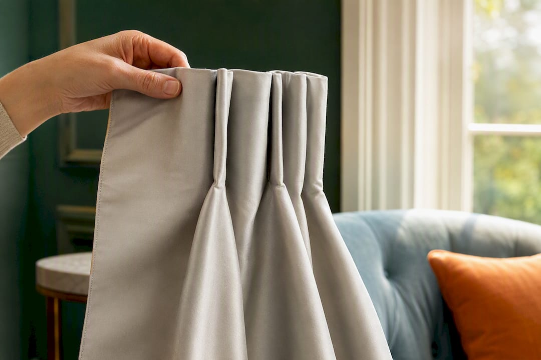 Rounded silk drapery pleat with interlining