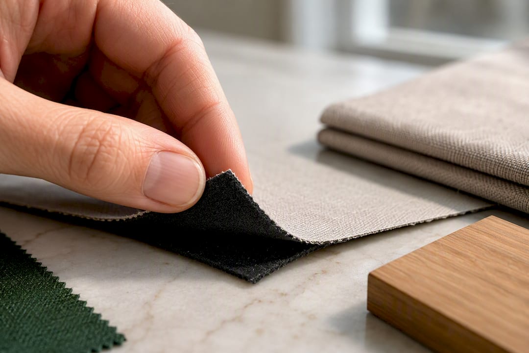 Coated blackout fabric backing close-up