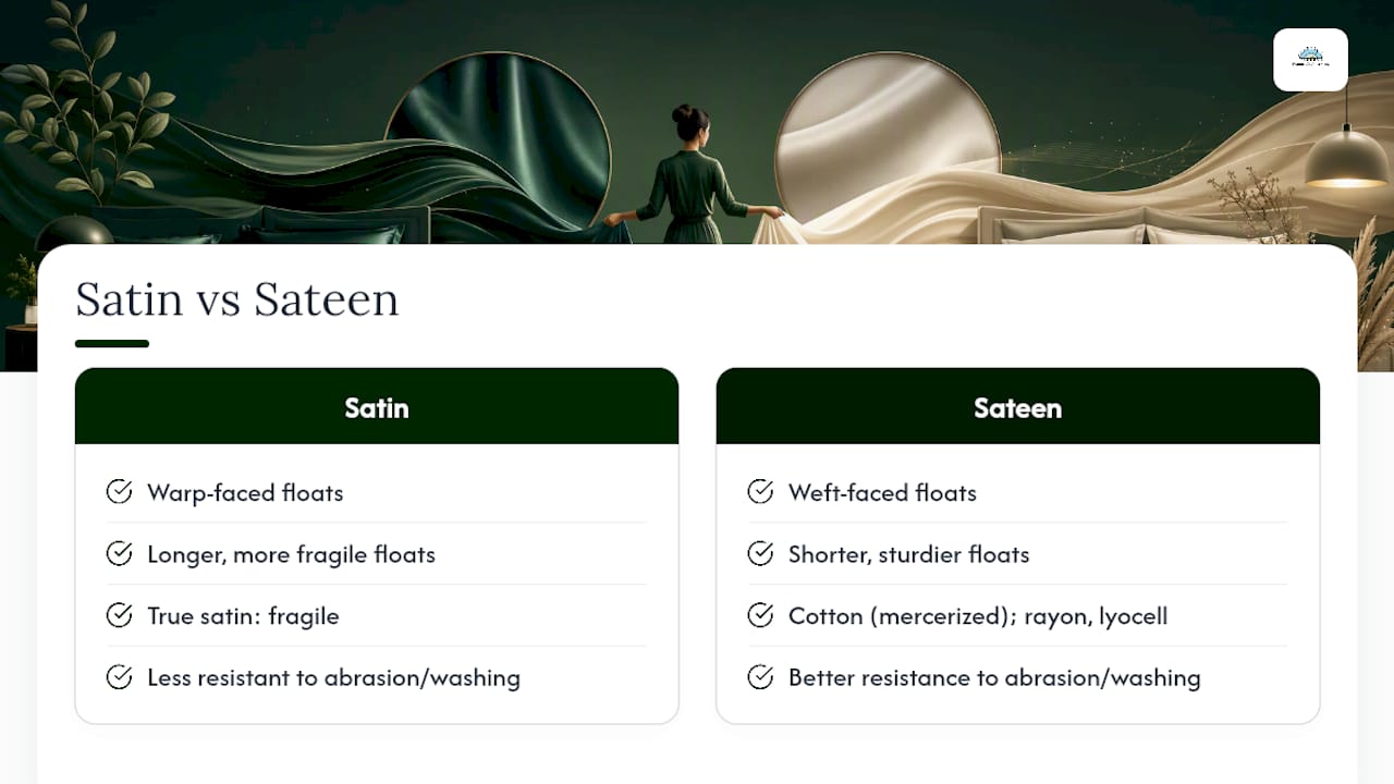 Satin and sateen weave durability comparison
