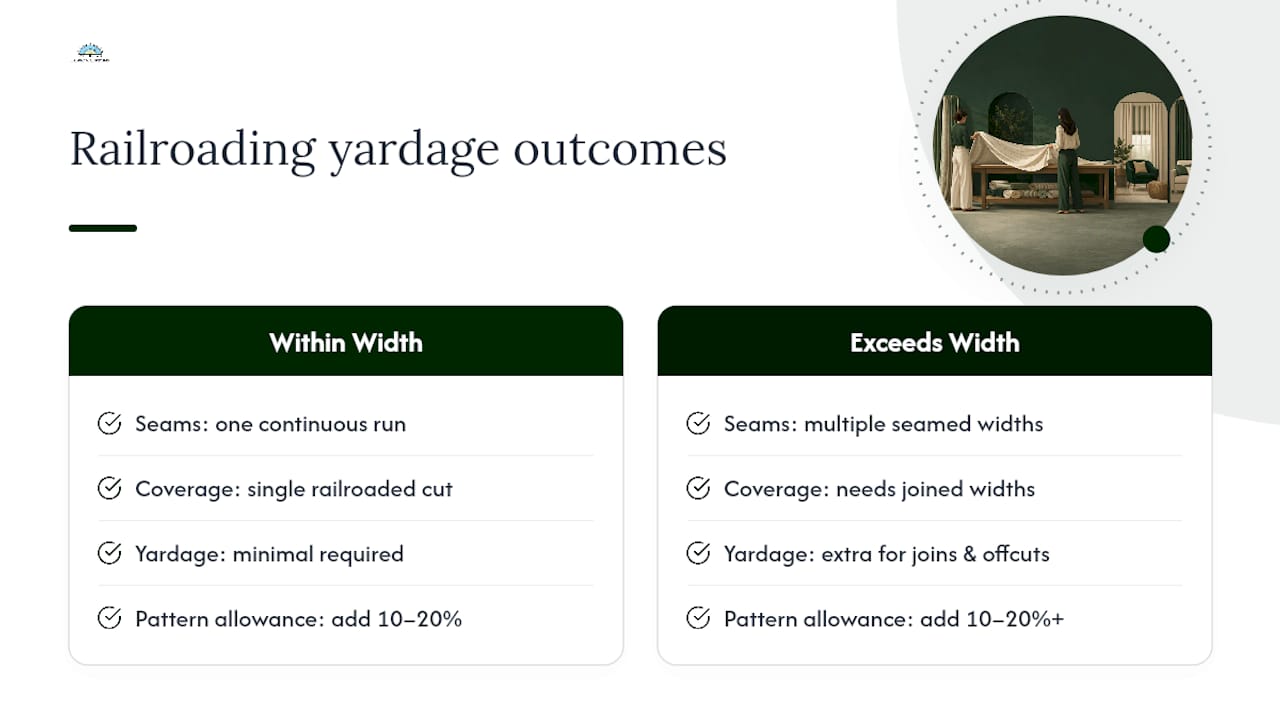 Railroaded fabric coverage and yardage calculation