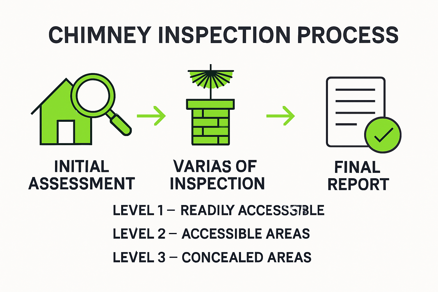 Infographic showing steps of chimney inspection process