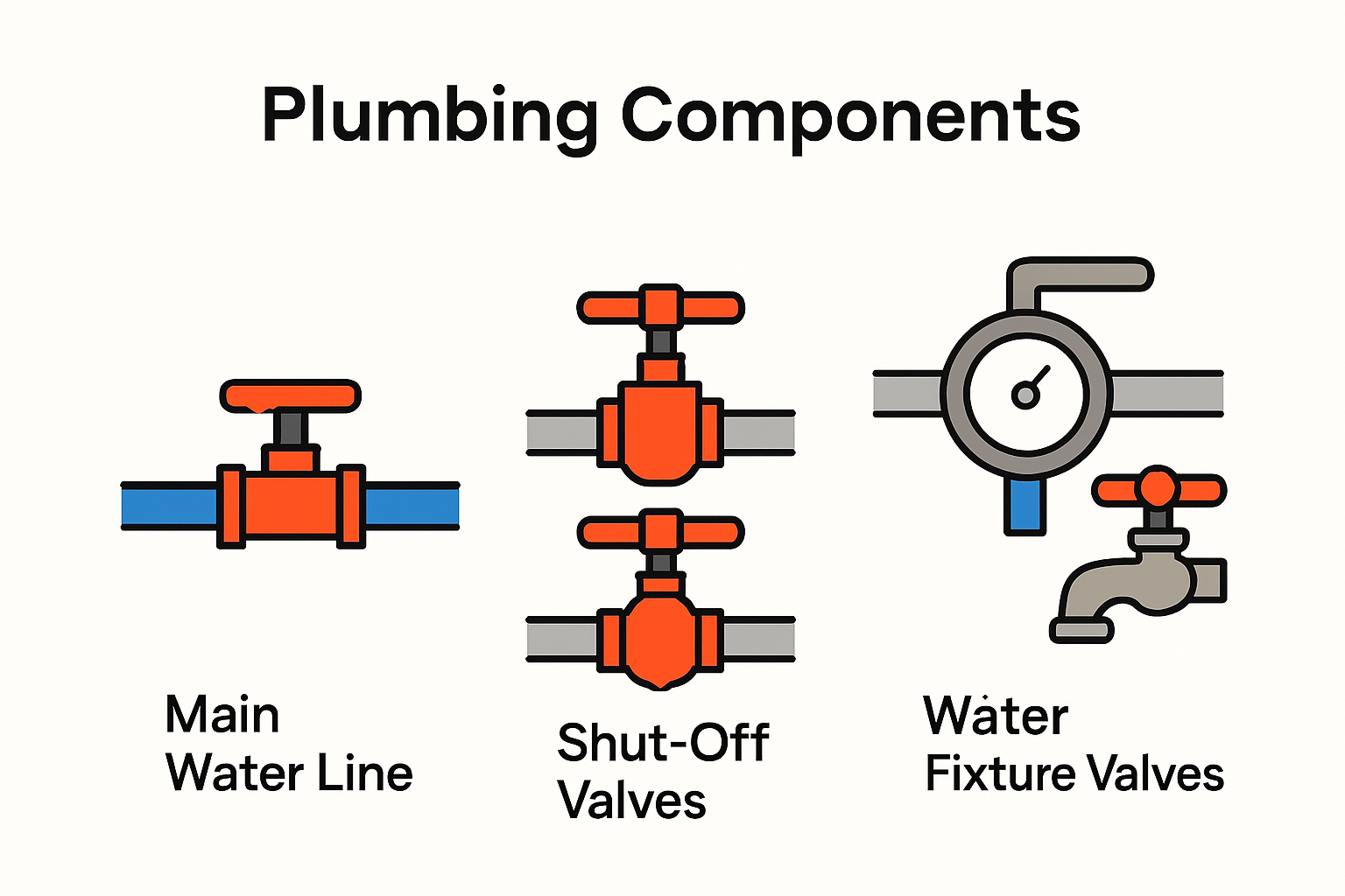 Infographic showing key plumbing components and their locations