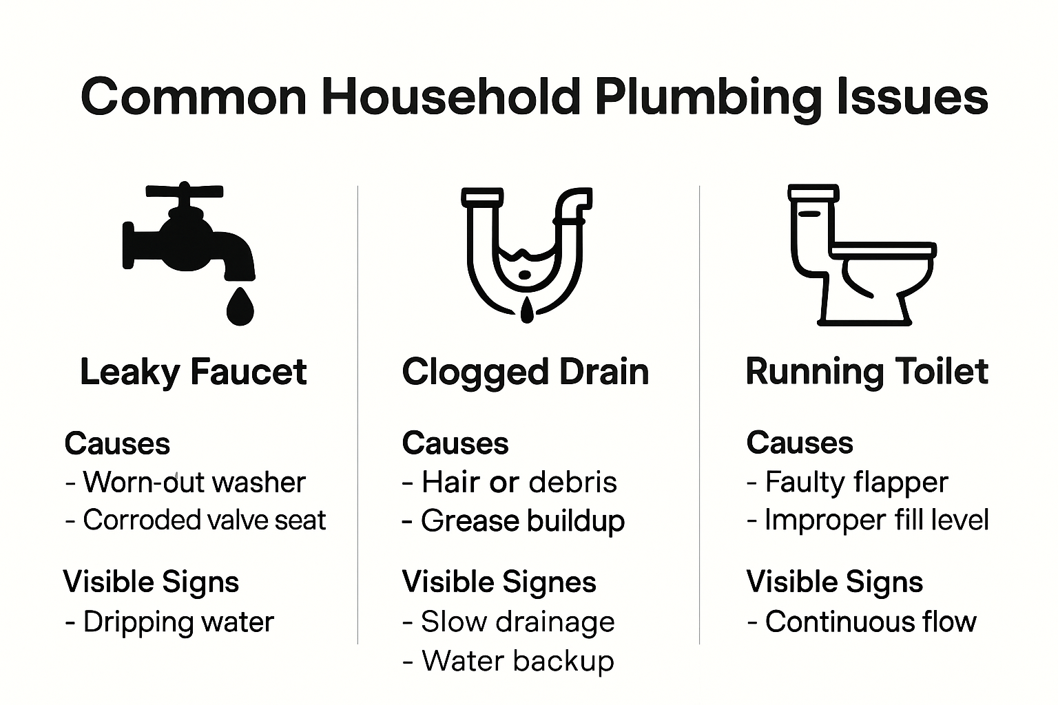 Infographic of common home plumbing issues and warning signs