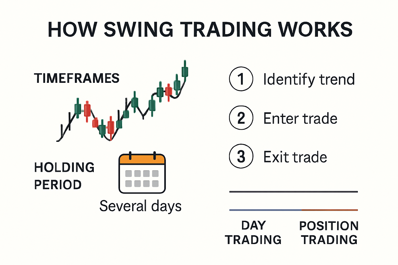 Infographic explaining how swing trading works