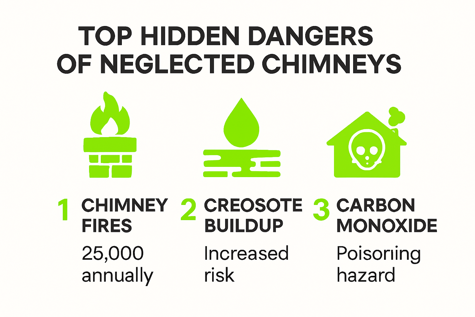 Infographic showing dangers of neglected chimney maintenance