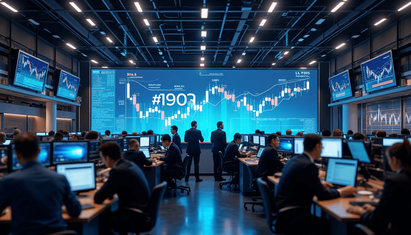 Traders watch gold prices on busy trading floor