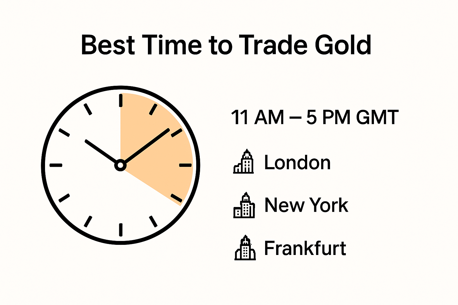 Infographic showing global gold trading hours and best time window
