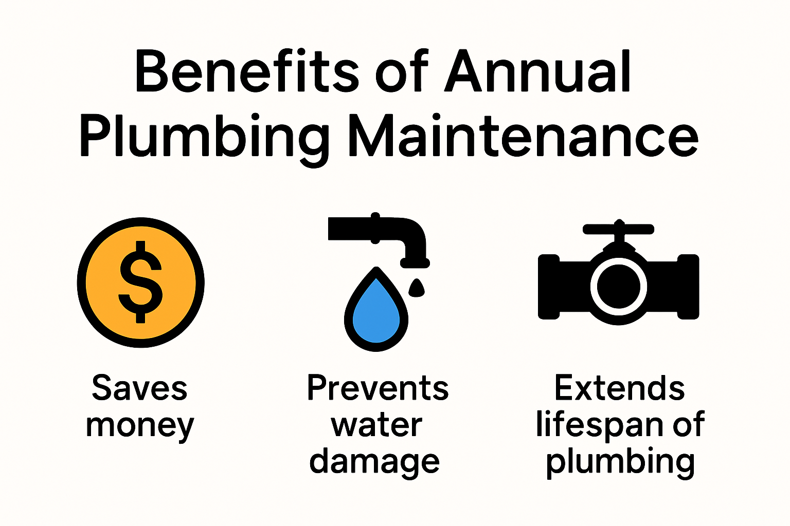 Infographic showing main benefits of annual plumbing maintenance