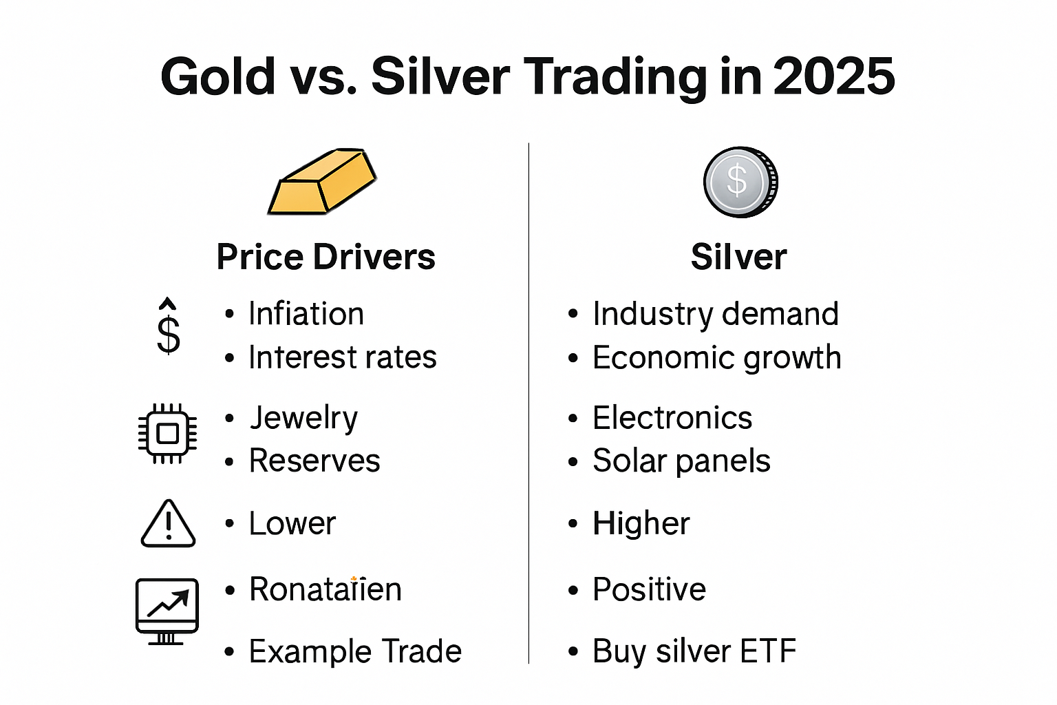 Gold vs silver trading: key differences visualized