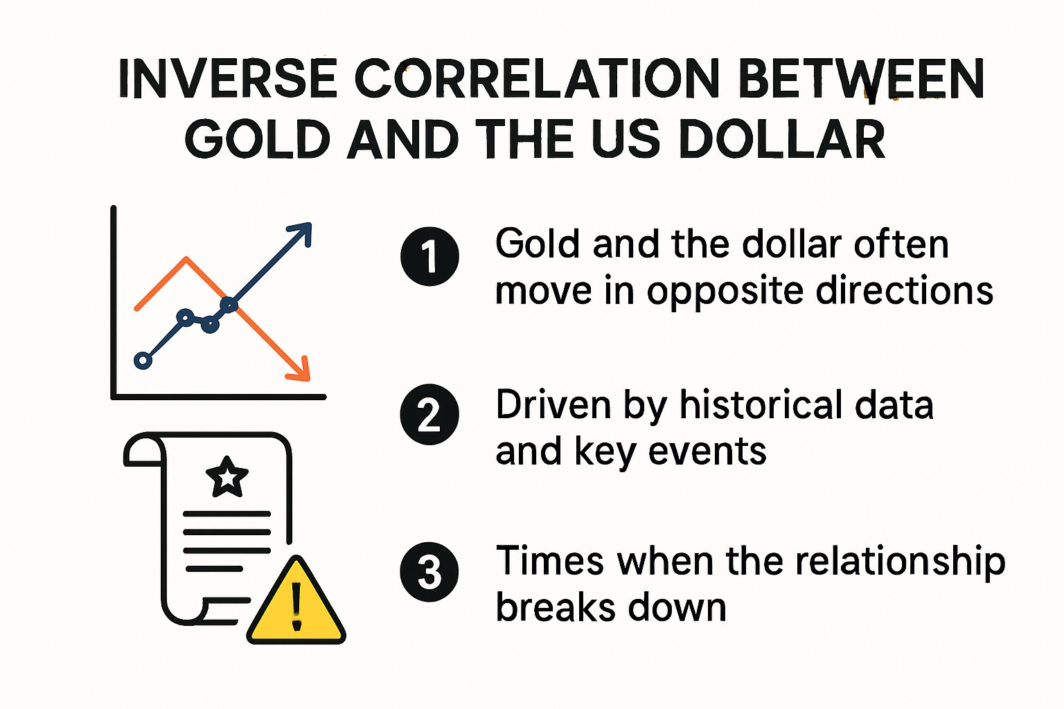 Infographic explaining gold and US dollar relationship with key trends