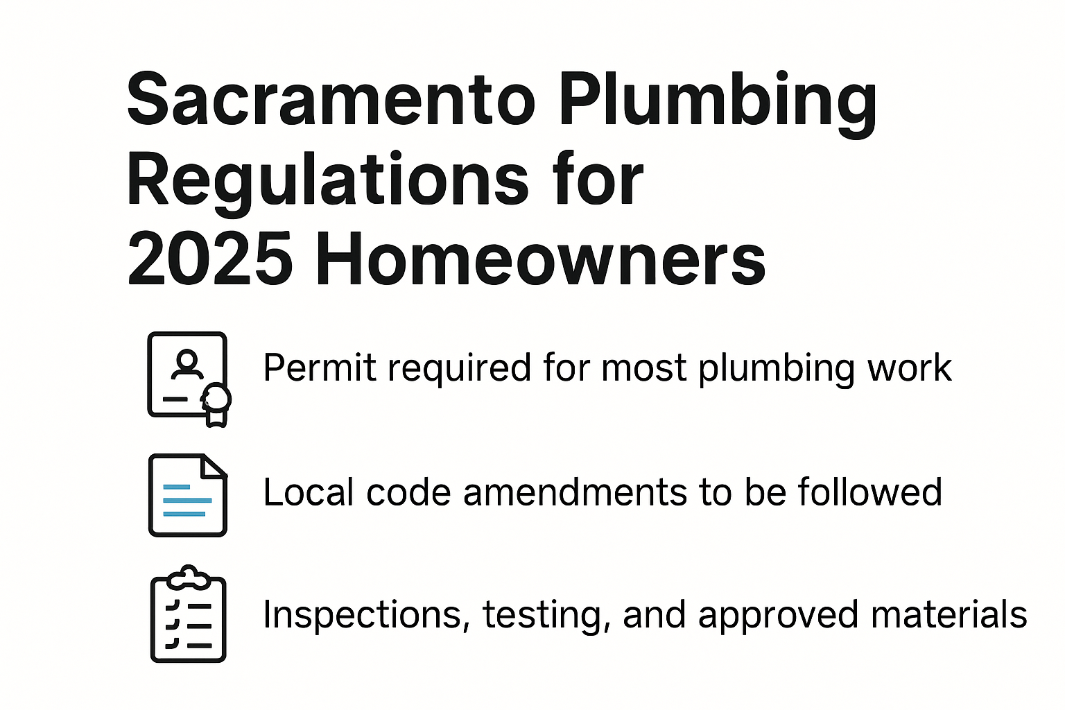 Infographic summarizing Sacramento plumbing regulations for homeowners