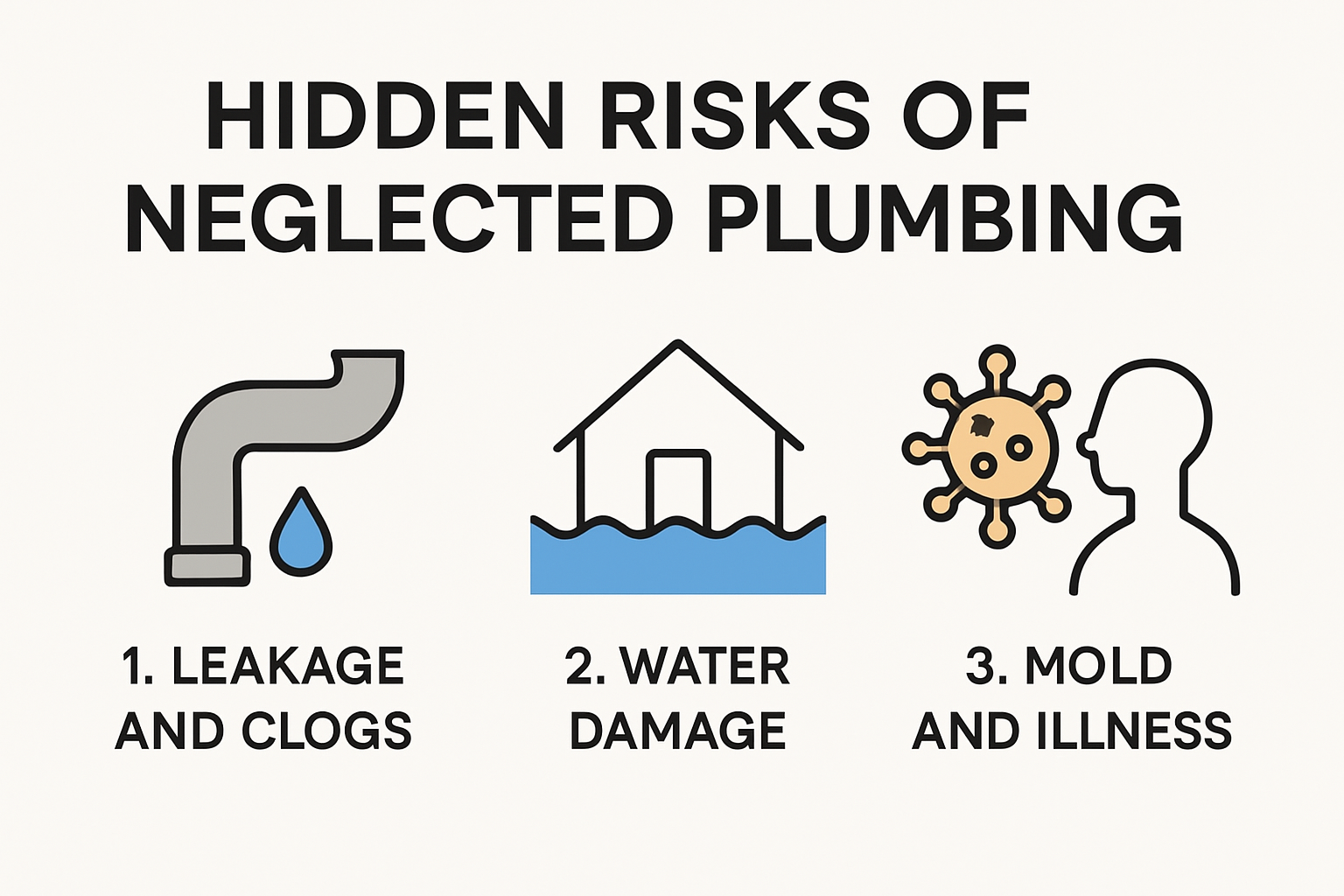 Infographic showing risks of neglected plumbing and consequences