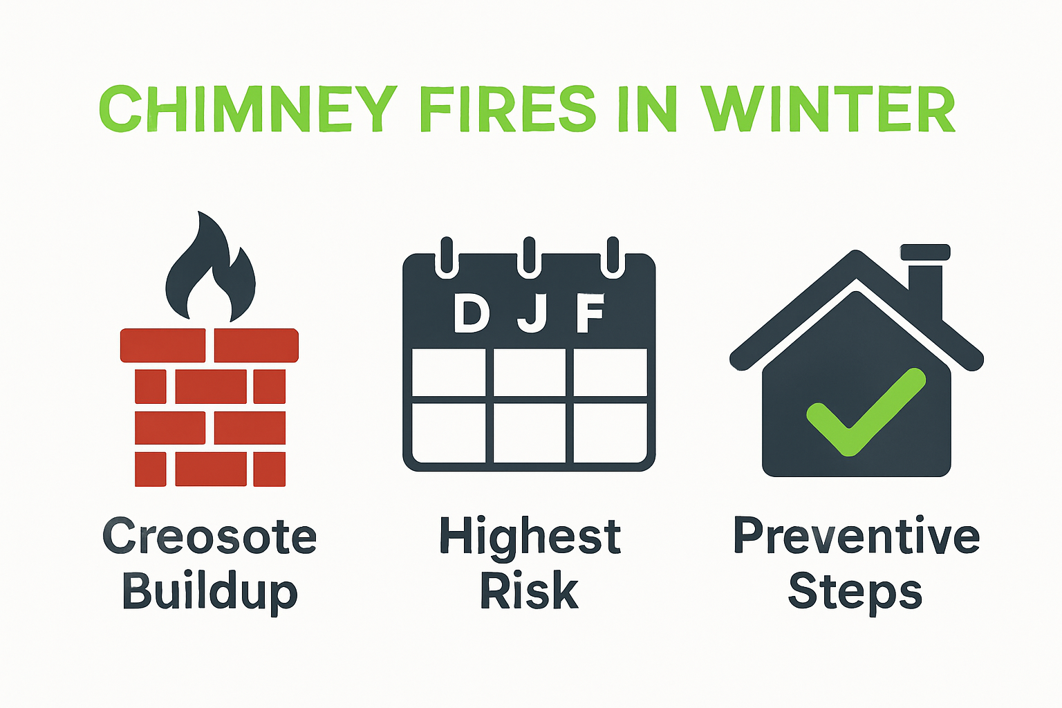 Chimney fire risks and winter prevention infographic