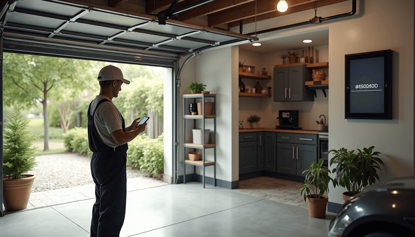 Homeowner using app to control smart garage door in Seattle