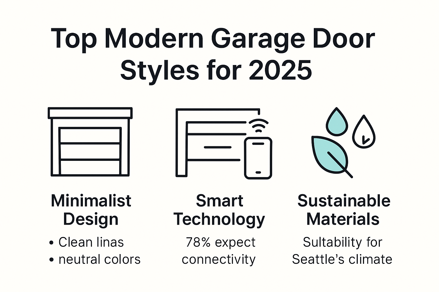 Infographic showing modern garage door styles and trends