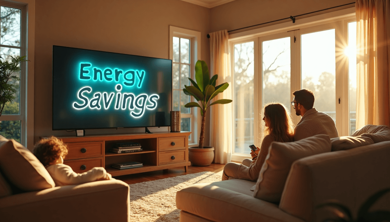 Texas family gathering in sunlit home with visible air vents and energy savings text