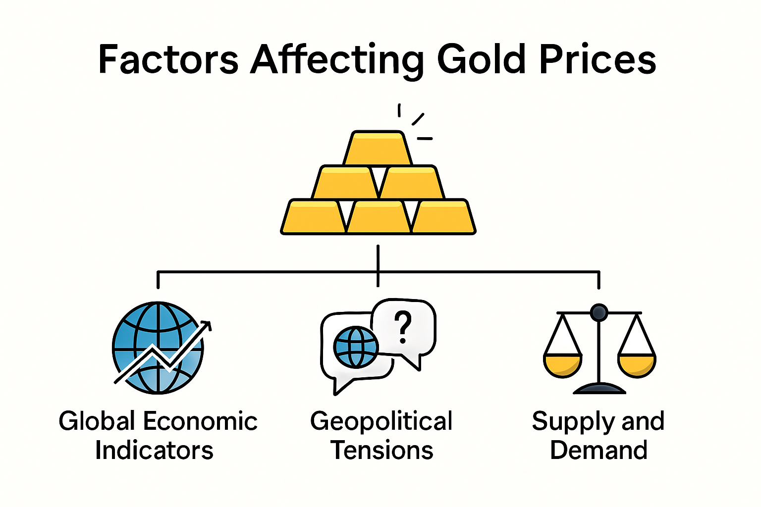 Infographic explaining factors affecting gold price