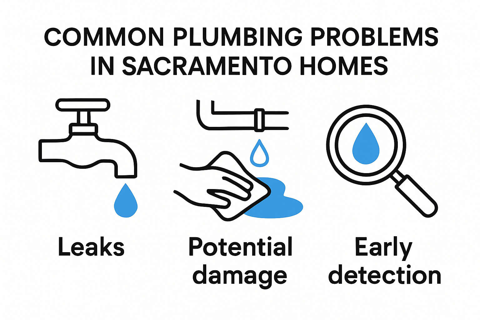 Infographic of common Sacramento plumbing issues and solutions