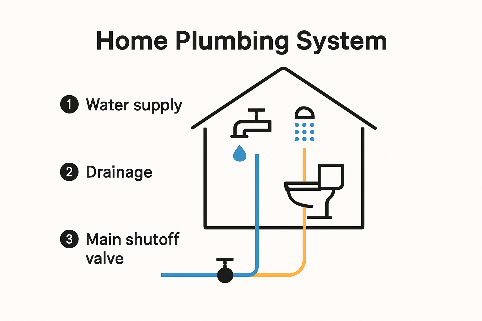 Diagram of basic home plumbing system components