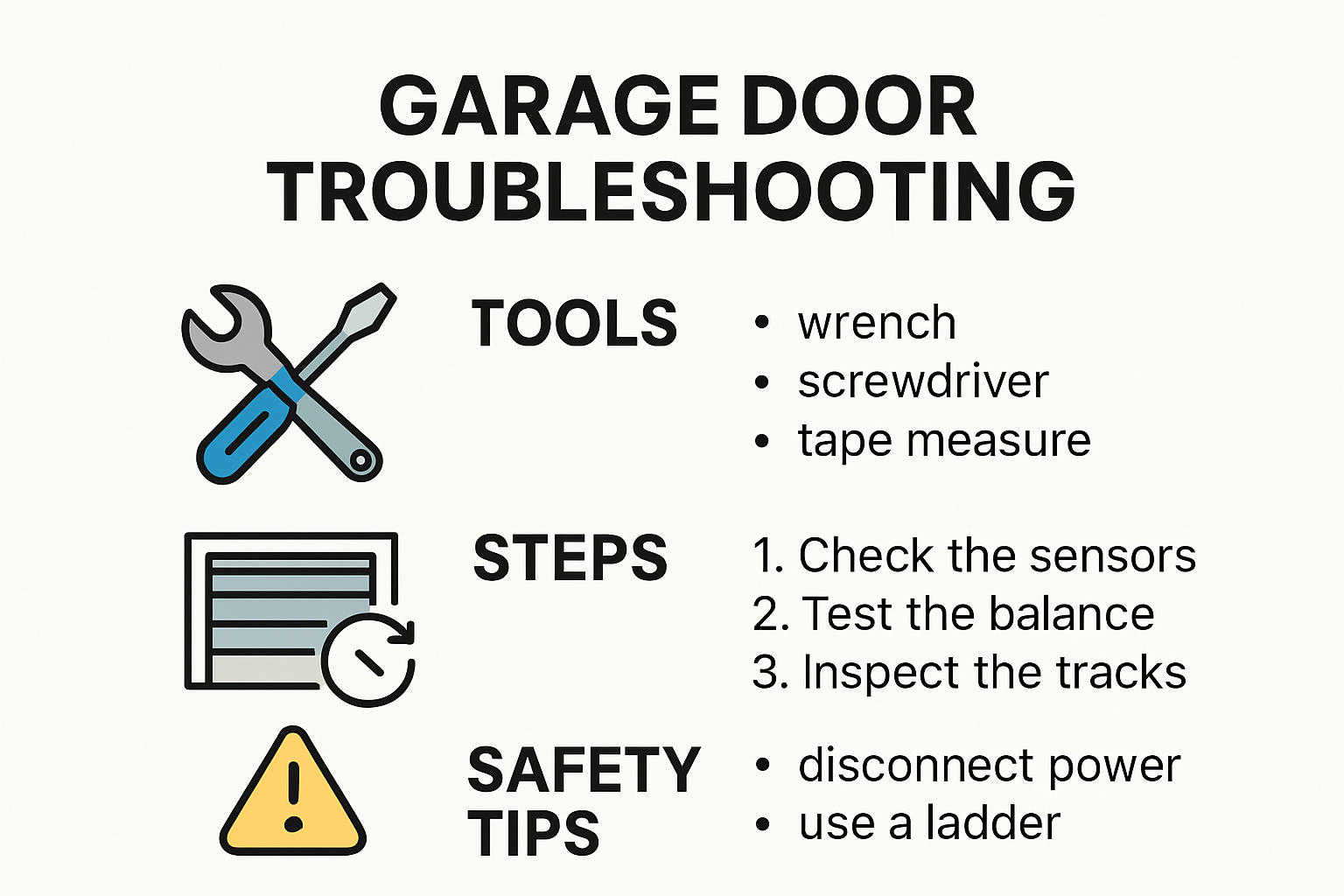 Overview of DIY garage door troubleshooting steps and safety tips