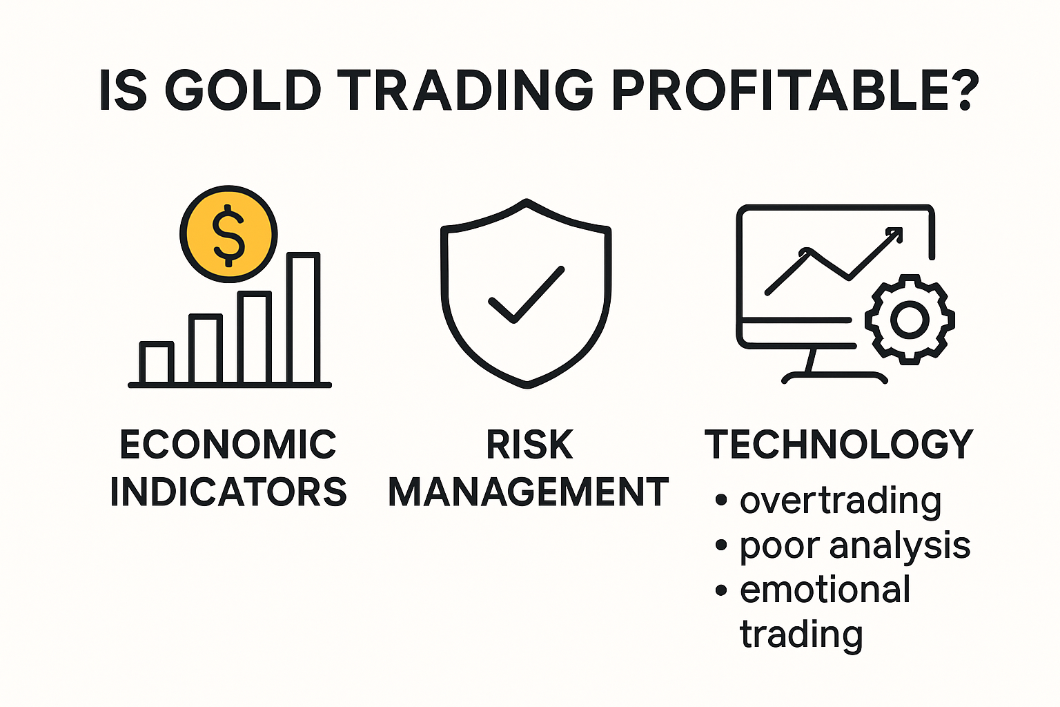 Infographic showing factors for gold trading profitability