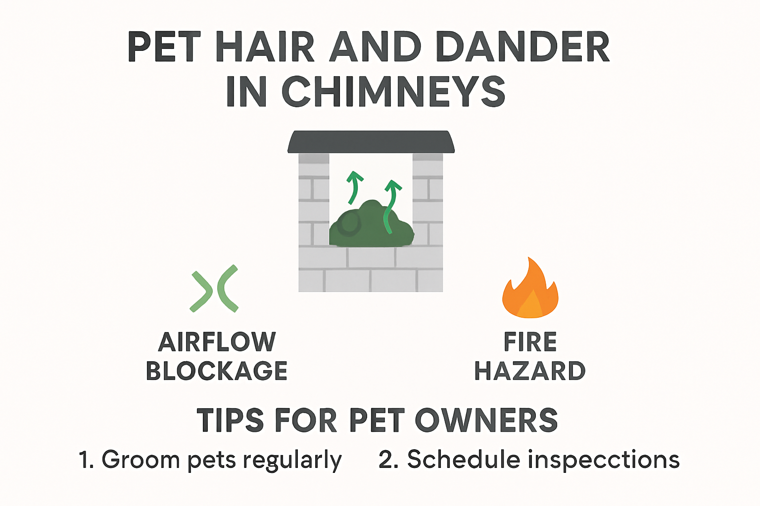 Infographic showing pet hair dangers in chimneys