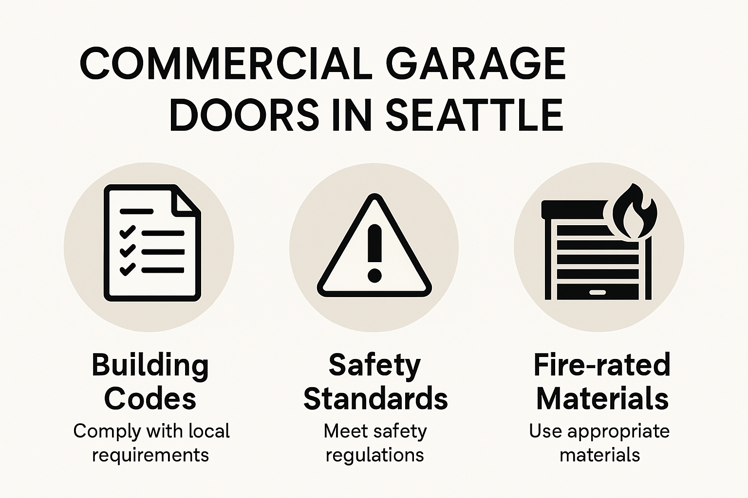 Infographic showing Seattle commercial garage door requirements