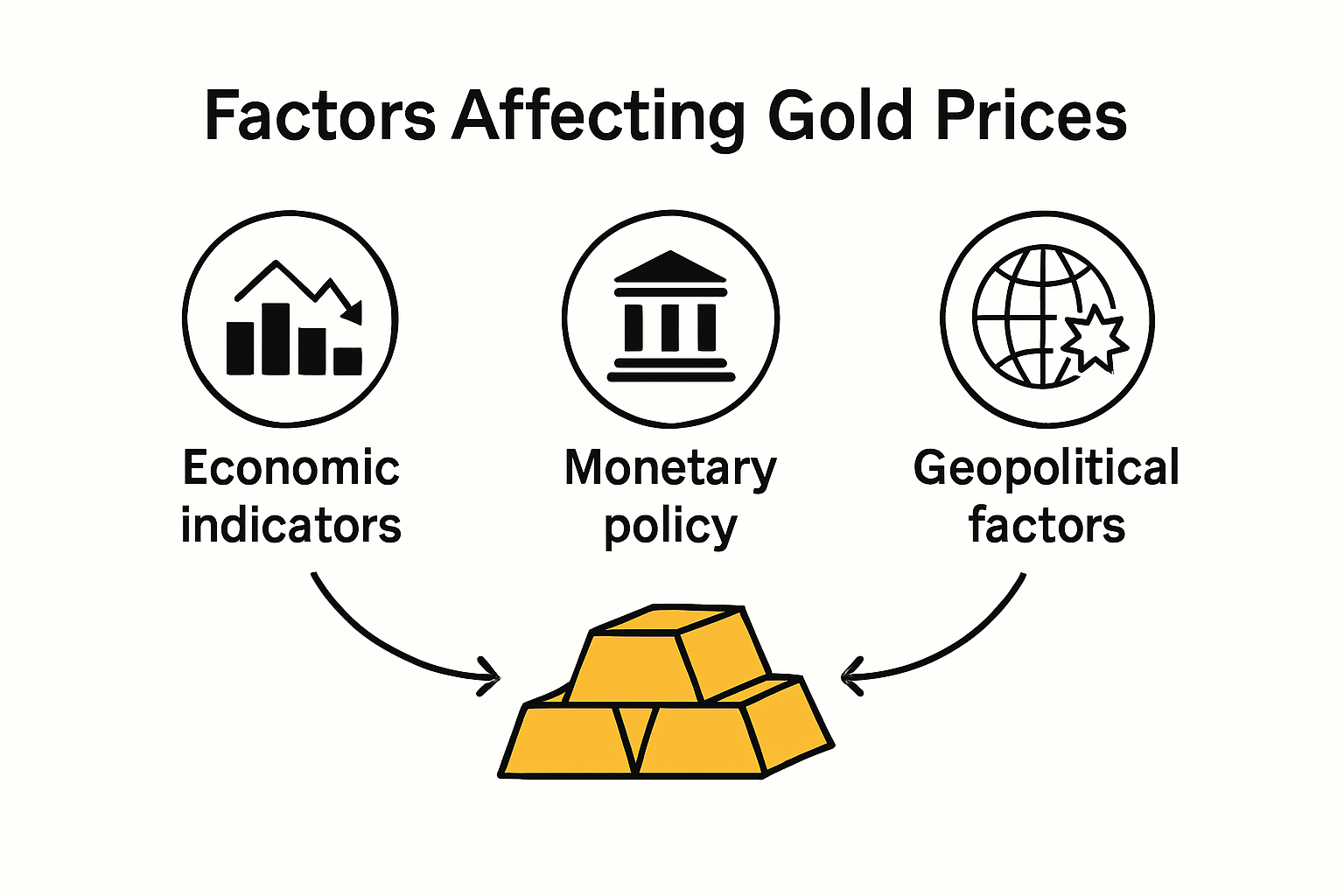 Infographic showing main gold price drivers and influences