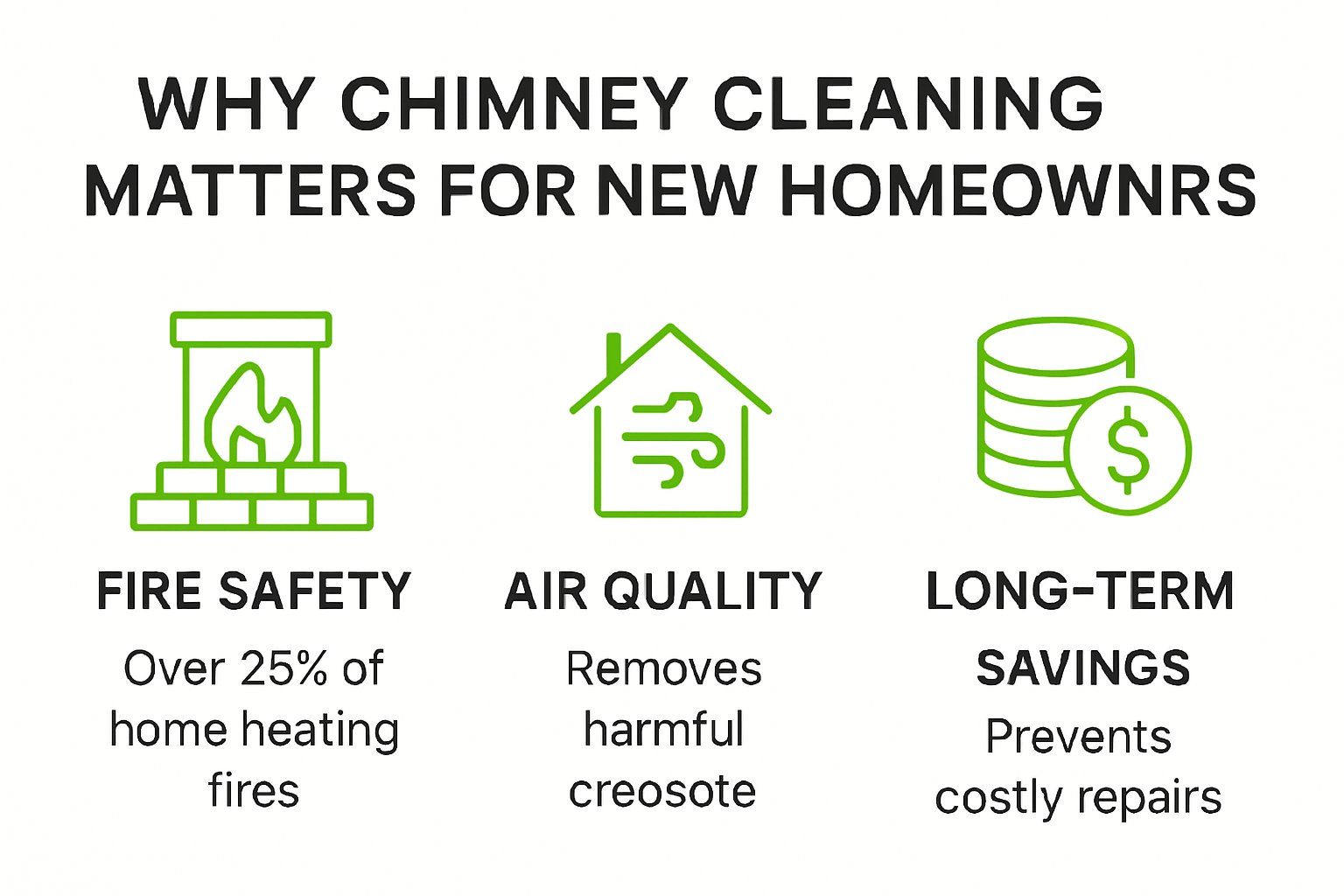Infographic showing chimney cleaning benefits and safety statistics