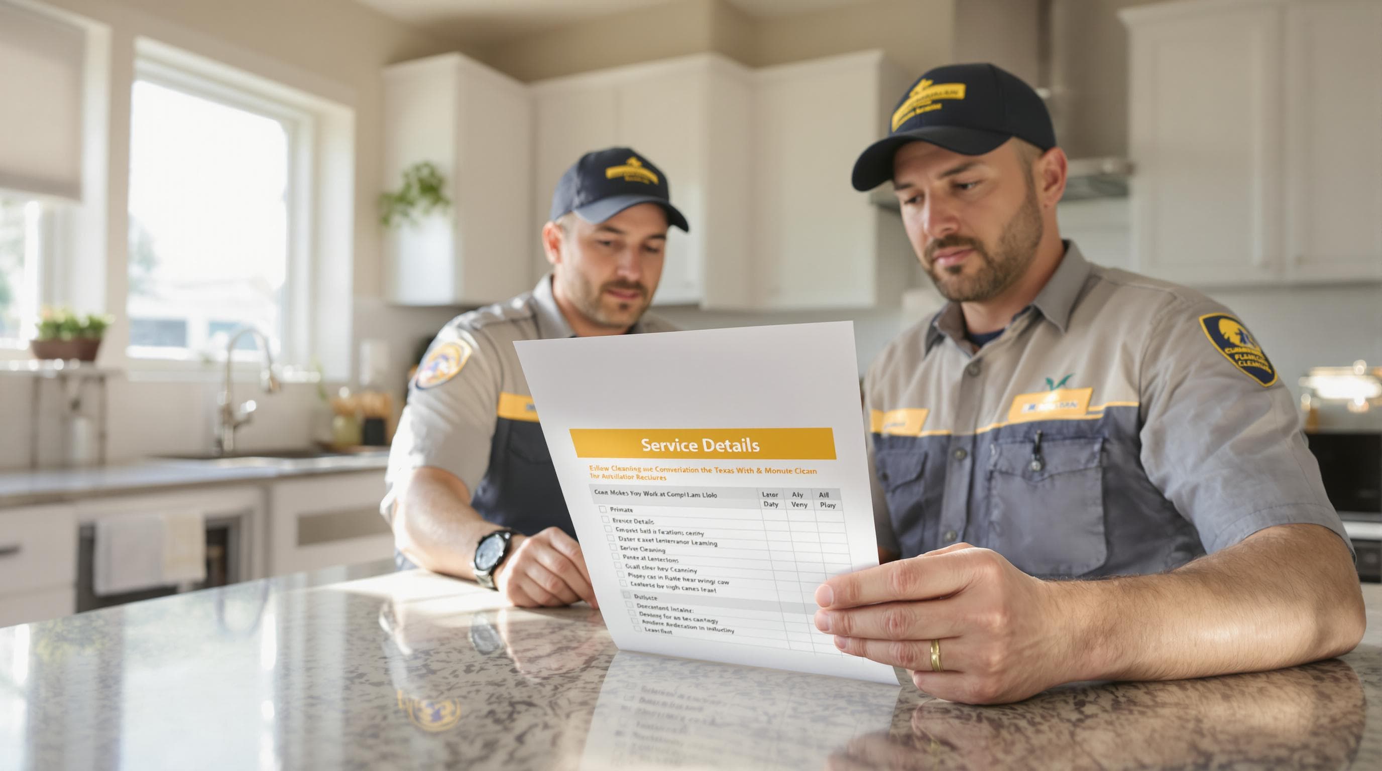 Homeowner and technician reviewing duct cleaning estimate together