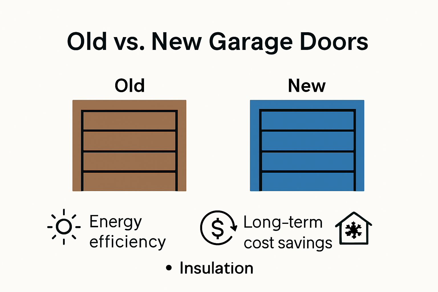 Infographic comparing old vs new garage door energy savings