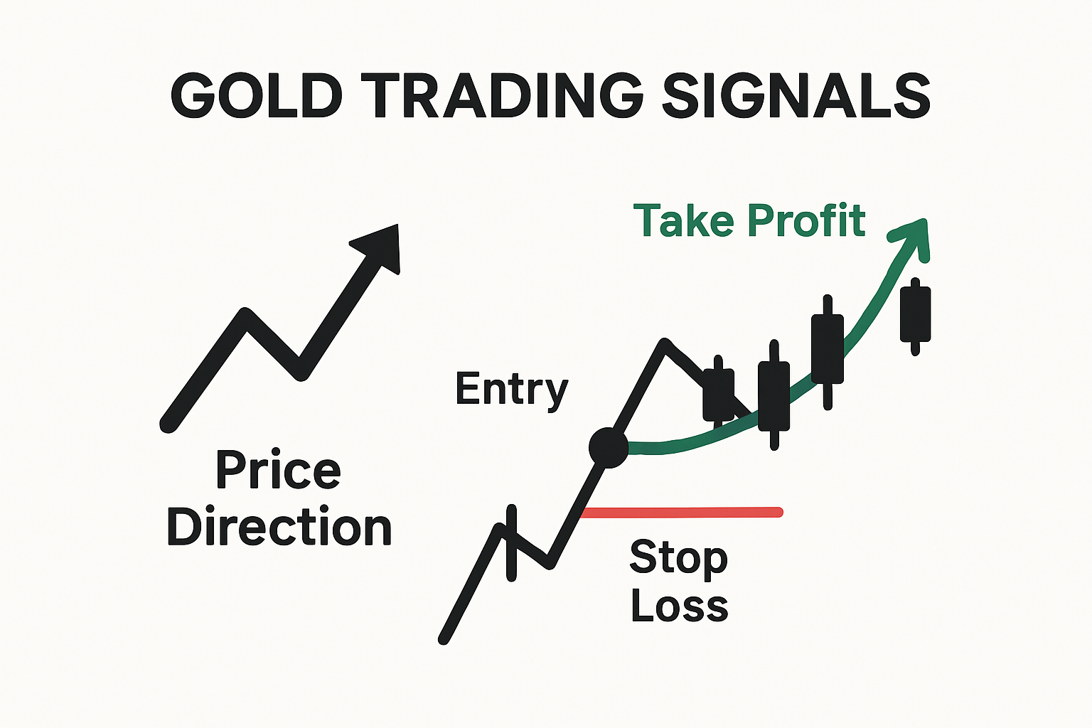 Components of a gold trading signal illustrated visually