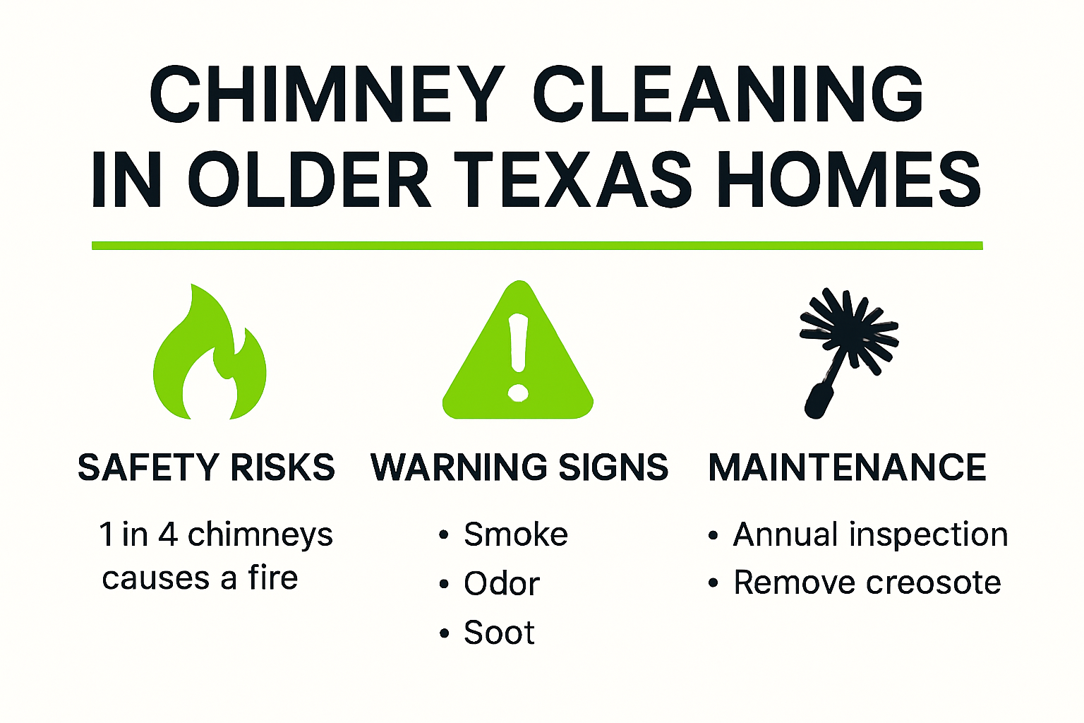 Infographic on risks and tips for cleaning chimneys in older homes