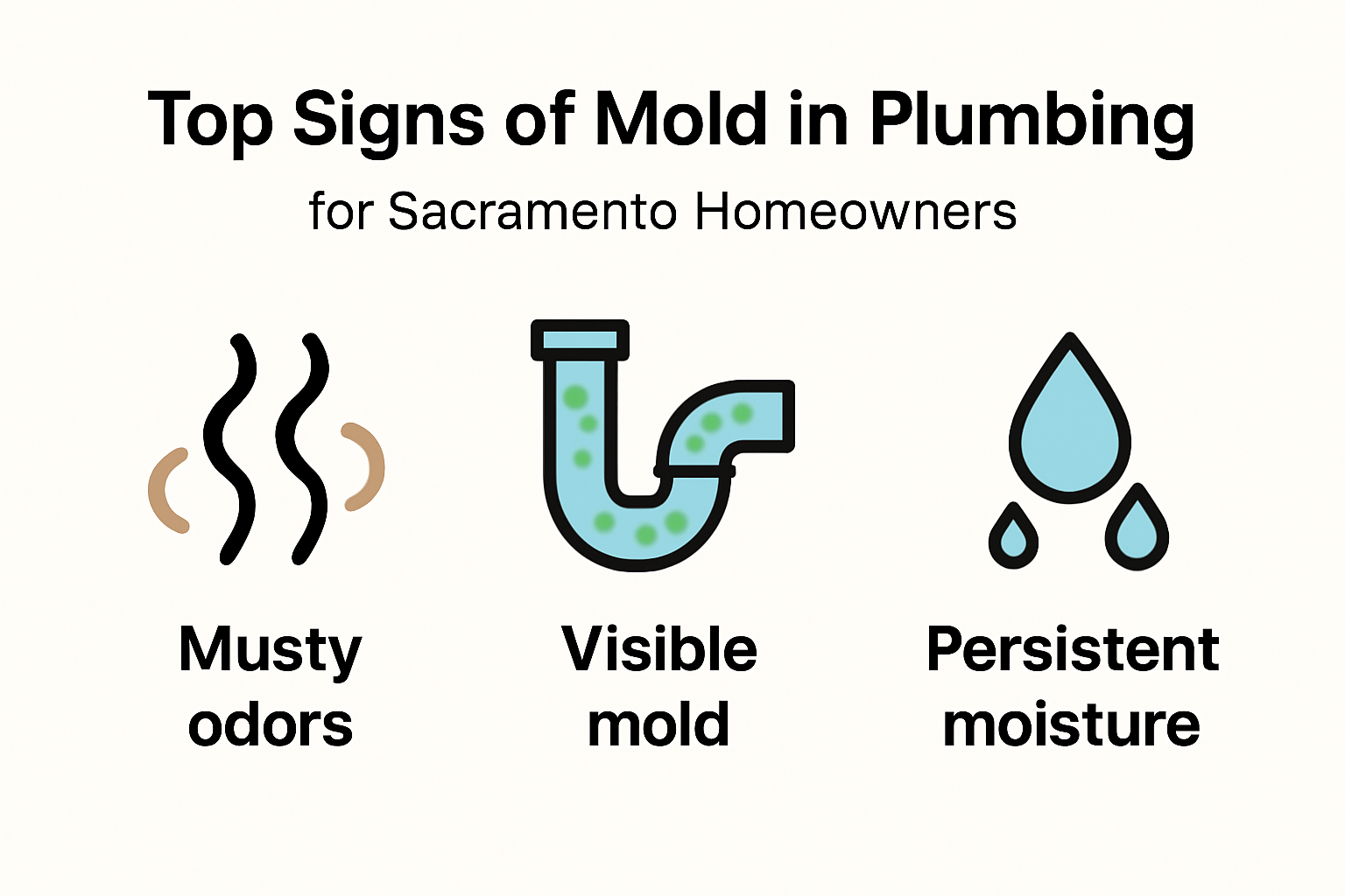 Infographic showing signs of mold in plumbing systems