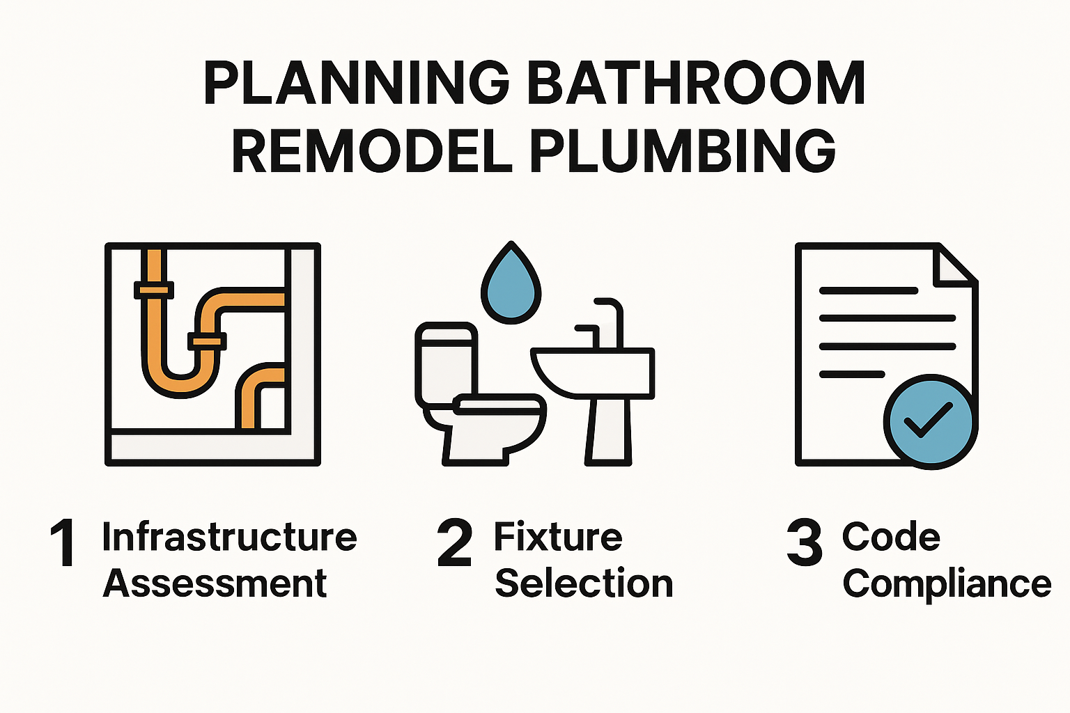 Infographic outlining bathroom remodel plumbing planning steps