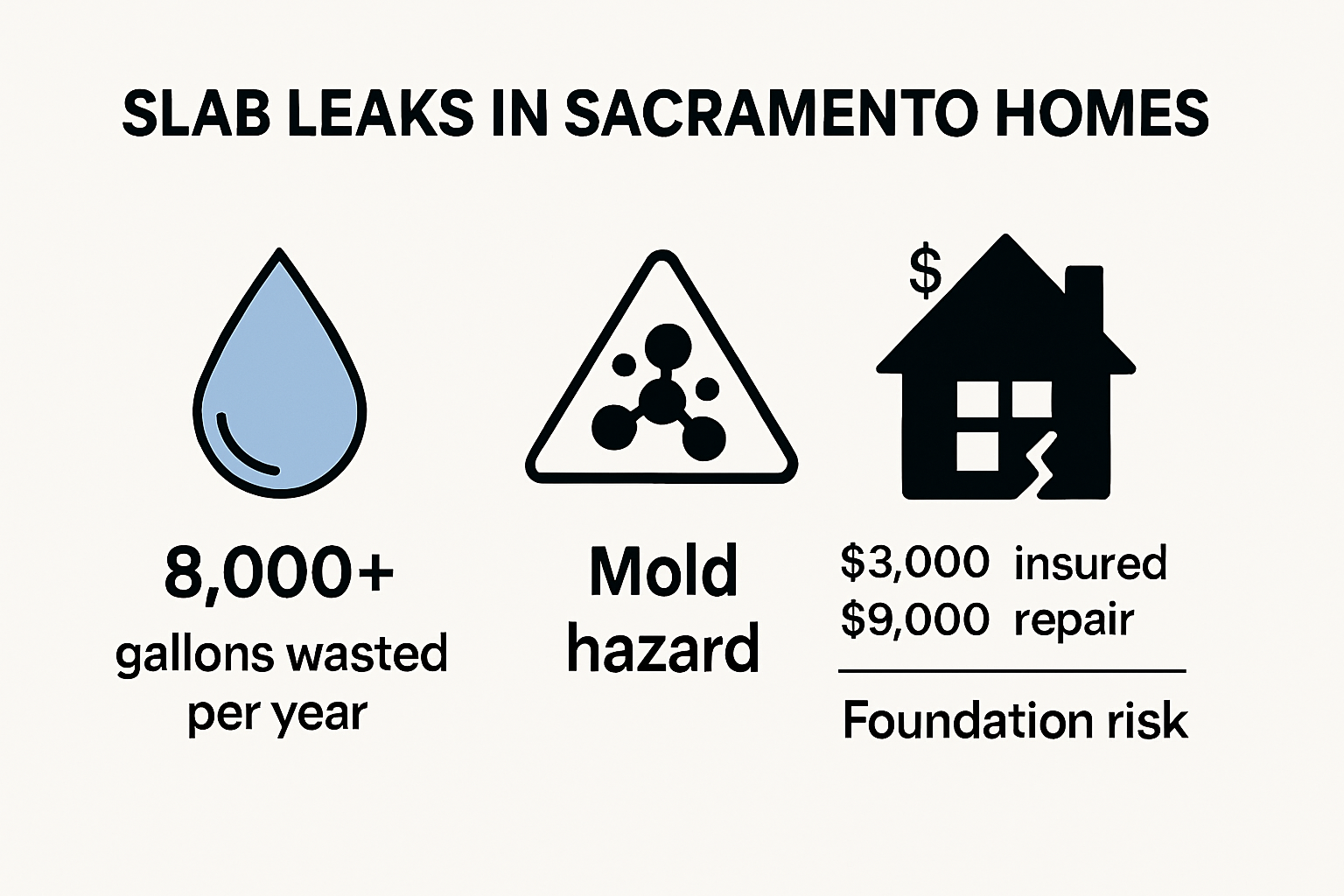Infographic showing dangers and impacts of slab leaks