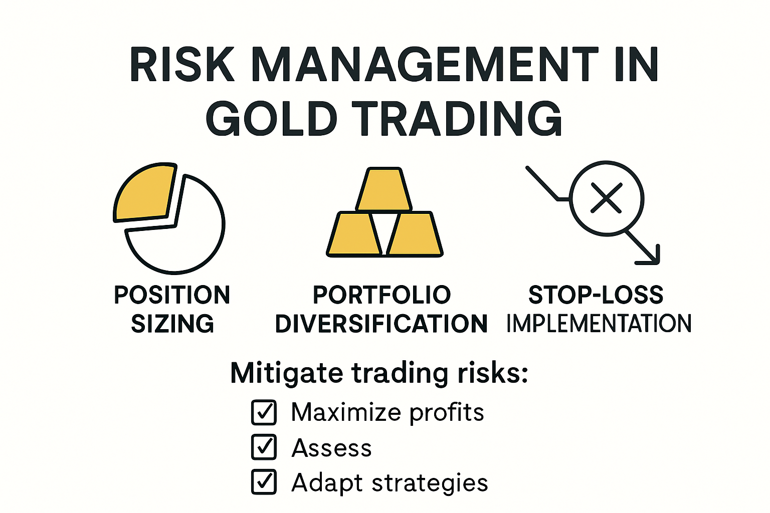 Infographic outlining key gold trading risk management strategies